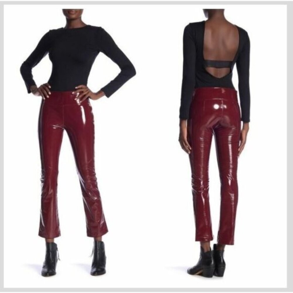 David Lerner Pants Faux Leather High Gloss Patent Crop Pull On SZ S New